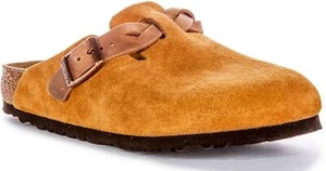 Birkenstock Clog Natural Leather Boston Braided Unisex Sandals In Mink UK 3 - 8 - Picture 1 of 6