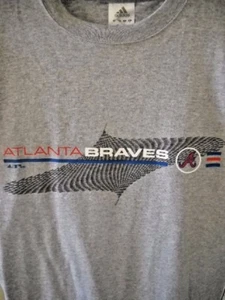 ATLANTA BRAVES UNISEX ADULT LARGE ( L ) SHORT-SLEEVE GRAY TEE-SHIRT BY ADIDAS - Picture 1 of 1