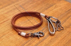 30' Long 5mm Genuine Leather Wallet Chain Belt U Hook Keychain Biker Purse Chain - Picture 1 of 8