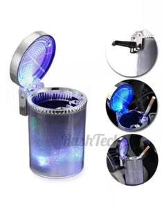 Car LED Light Up Ashtray Smokeless Ash Cigarette Cylinder Holder Cup Colorful - Picture 1 of 9