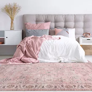 Girls Rug Dusty Pink Machine Washable Soft Allover Non Slip Carpet 120x170cm - Picture 1 of 9