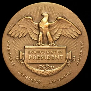 1945 President Franklin D. Roosevelt Fourth Term US Mint Medal Bronze Sinnock - Picture 1 of 2
