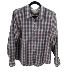LL Bean Women's Shirt Size: L T Red White Stripe Button up Winkle Free - Picture 1 of 2
