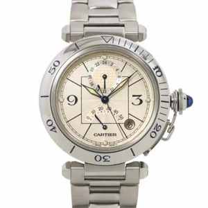 Cartier Pasha 38mm GMT W31037H3 Automatic Silver Dial Mens Watch 90267347 - Picture 1 of 8
