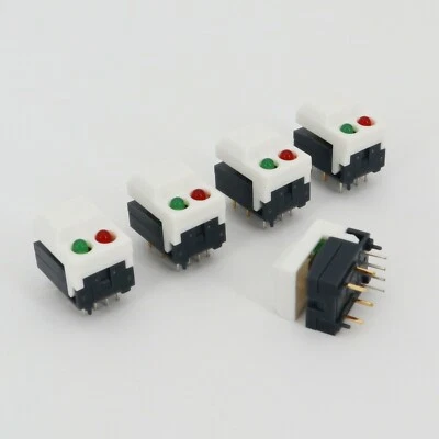 5Pcs White PB86-A2 8Pin SPDT PCB Square Momentary Push Button Switch With 2 Leds - Image 1 of 4
