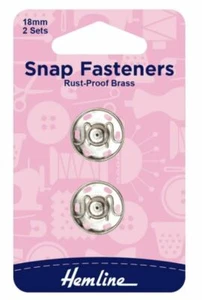 18mm Hemline Nickel Sew On Snap Fasteners (2 Pack) - Picture 1 of 1