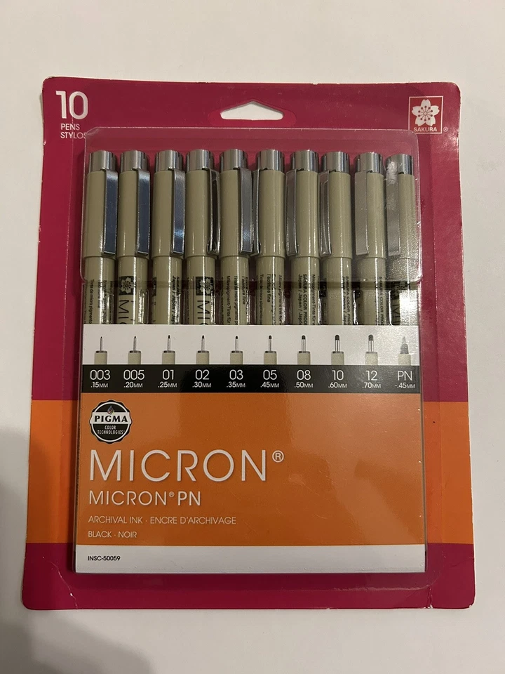 CONJUNTO DE 10 CANETAS PRETAS SAKURA OF AMERICA 50059 PIGMA MICRON - Imagem 1 de 1