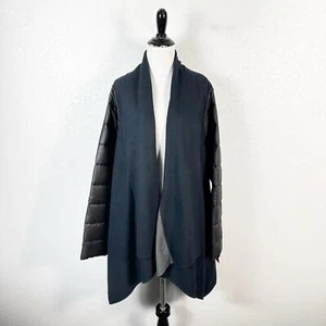 Ett:Twa Anthropologie giacca donna drappeggio misto lana davanti colore nero navy taglia L - Foto 1 di 12