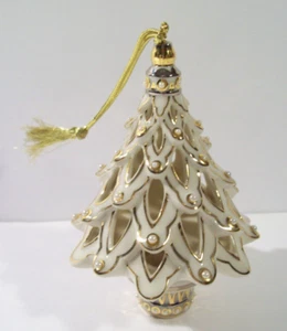 Adorno de árbol de Navidad de porcelana florentina y perla Lenox 2003 - Imagen 1 de 4