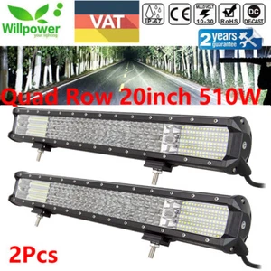 2Pcs 9D 20inch 510W Quad Row Led Work Light Bar for Car Jeep Truck Off road SUV - Bild 1 von 11