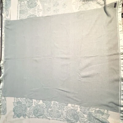 Pendleton Vintage Blanket Wool Green With Floral Pattern Satin Trim 106 X 86 - Image 1 of 4