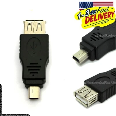 USB A Female to mini USB Male 5 pin cable Adapter new extension  - Image 1 of 4