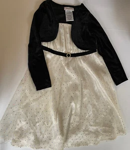 Youngland girls dress size 5 black white long sleeve rear ties mock vest EUC - Picture 1 of 10