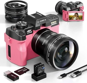 G-Anica 4K Digital Cameras 48MP 3'' WiFi Camcorder with 32GB TF YouTube Vlogging - Picture 1 of 11
