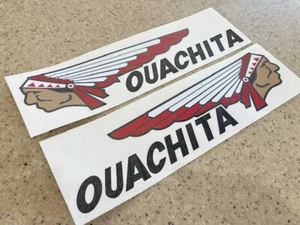 Ouachita Vintage Boat Canoe Decal Die-Cut 2-PAK FREE SHIP + Free Fish Decal! - Picture 1 of 1