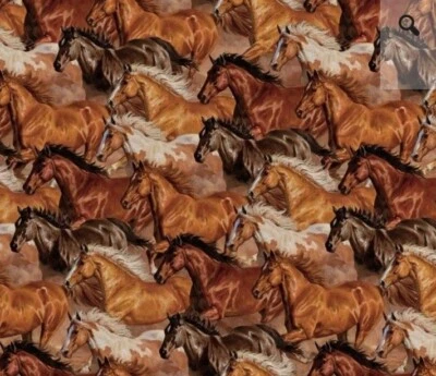 David Textiles - Herd Of Running Horses Quilting and Crafting Fabric 🐎🐎🐎
