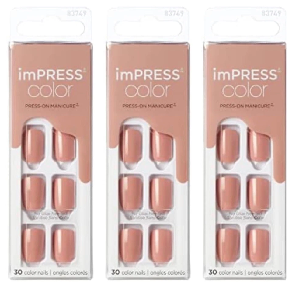 Kiss Impress Color Nail Kit Pure Fit 024 Taupe Prize One Step Press-on GEL