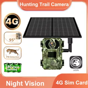 4MP 4G SIM Karte Solar Jagd Trail Kamera wasserdicht PIR Bewegungserkennung IP66 - Bild 1 von 7