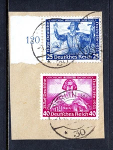 GERMANY — SCOTT B56, B57 — 1933 WAGNER ISSUE HI VALS — USED ON PIECE — SCV $165 - Picture 1 of 2