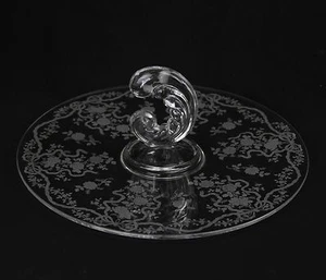 Fostoria Romance Etched Elegant Glass Sandwich Tidbit Plate Vintage U57 - Picture 1 of 5