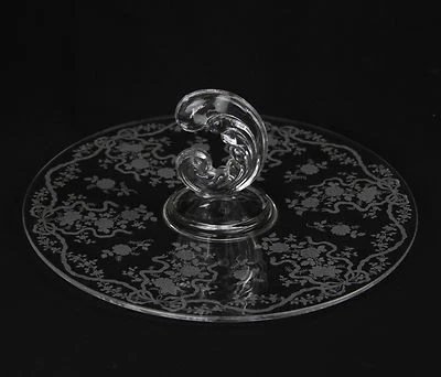 Fostoria Romance Etched Elegant Glass Sandwich Tidbit Plate Vintage U57 - Image 1 of 4