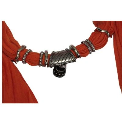 Bufanda con cuentas adornos de metal collar étnico naranja bohemio bailarina del vientre  Foto 1 de 3