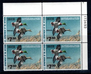 USA Federal Duck Stamp- Sc #RW47 Plate Block Mint $7.50 Mallards OG & NH, XF - Picture 1 of 1