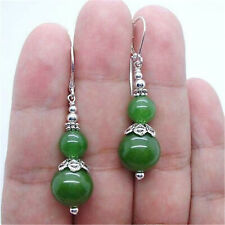 Green Emerald gemstone Tibet Silver Stud Earring Pair Jewelry Earlobe Fashion