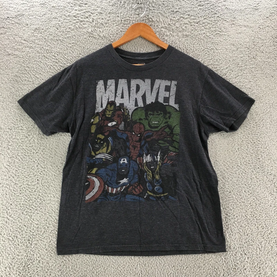 Marvel Comics Avengers Graphic Print T-Shirt Mens Large Gray Short Sleeve Crew - Image 1 of 4