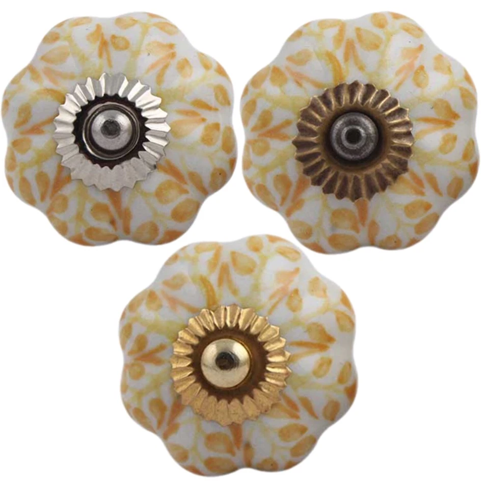 CERAMIC DOOR KNOBS Cupboard Handles Cabinet Drawer Pulls vintage melon - Image 1 of 1