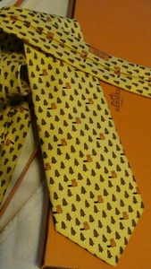 HERMES Seidenkrawatte, Biber und Bäume, NEU, ohne Karton - Bild 1 von 4