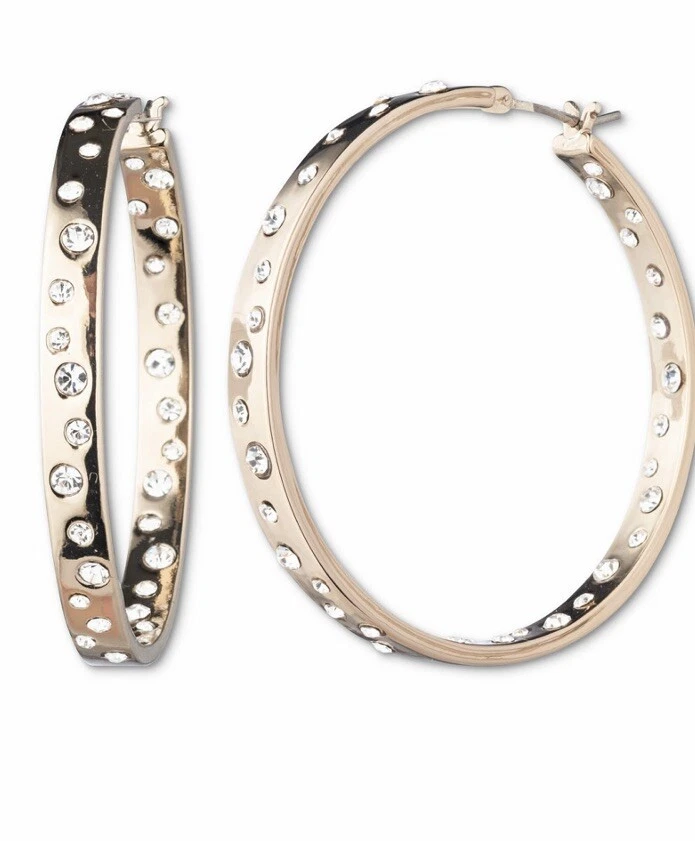 "Pendientes colgantes Givenchy tono oro aro cristal 1,3"" j1jjjj" $58 Foto 1 de 1