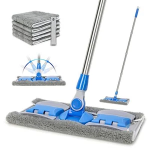 Professional Microfiber Hardwood Floor Mop Flat Mops With 5 Pieces Reusable Wash - Picture 1 of 8