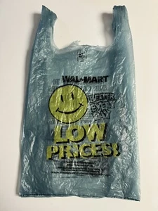 Bolso Walmart Shopping Store de plástico azul vintage cara sonriente - Imagen 1 de 2