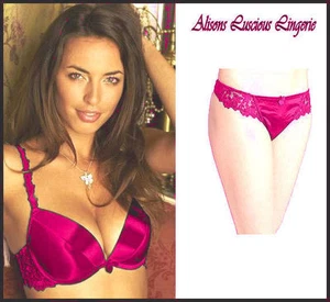 Stunning Bright Pink Satin Designer Bra 34C Thong 12 Set - Picture 1 of 7