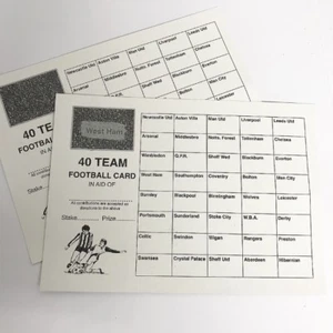 100 x 40 Team football scratch cards UK team names FUNDRAISING IDEAS - Picture 1 of 1