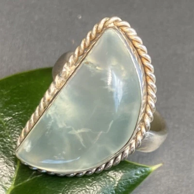 Anillo Luna Celestial De Colección Prasiolita Cabina Estate Joyería Fina Usado 7.25 Foto 1 de 4