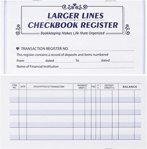 Larger Lines 20 Pack Check Checkbook Register, Personal Use, 24/25/26 Calendars - Picture 1 of 8