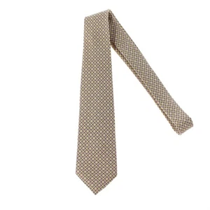 Kiton NWOT 100% Silk Seven Fold Neck Tie in Pale Yellow w Lavender/Brown Squares - Picture 1 of 9