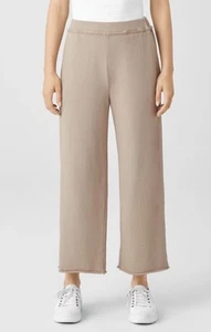 Neu mit Etikett Eileen Fisher leichte gerade Hose Bio-Baumwolle Frottee khaki XL - Bild 1 von 5