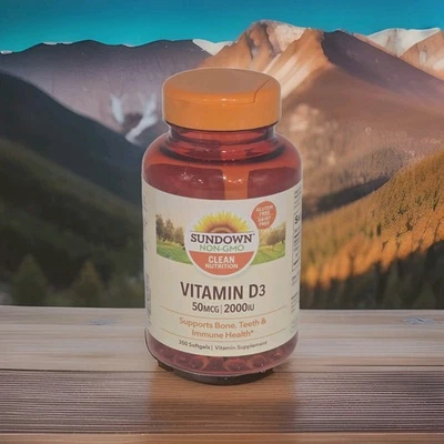 SUNDOWN Vitamin D3 2000iu 50mcg 350 Softgels *Bone Teeth Immune Heath* EXP-2/26 - Image 1 of 4