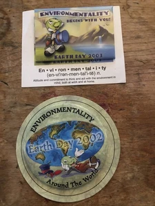 New Lot Of 2 Disney Pins Earth Day 2002/03 RARE! Environmentality  - Picture 1 of 2