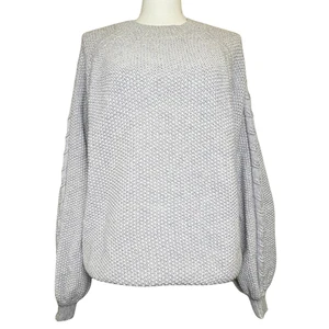 Boden Pullover Damen XL grau Zopfmuster Ballonärmel Raglan Strick Rundhals Pulli - Bild 1 von 14