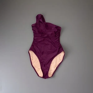 J. Crew Bathing Suit One Piece Swimsuit One Shoulder Ruched Iris Size 6 - Picture 1 of 17