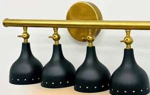 BrillNova 4-Light Wall Sconce Black Gold Modern Vanity Bathroom Fixture - Picture 1 of 9
