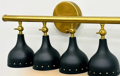 BrillNova 4-Light Wall Sconce Black Gold Modern Vanity Bathroom Fixture - Image 1 of 4