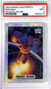 1994 Marvel Masterpieces Iron Man Holofoil Silver #5 PSA 9 MINT - Picture 1 of 3