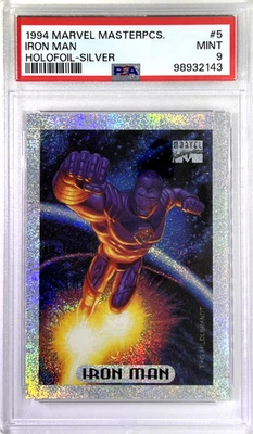 1994 Marvel Masterpieces Iron Man Holofoil Silver #5 PSA 9 MINT - Image 1 of 3