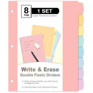 Set di 8 Divisori per Raccoglitore Scrivi e Cancella con Schede, Divisori in Plastica 8 Tab... - Foto 1 di 7
