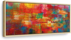 - Quadro Con Cornice Nera Astratto Colorato 120X40 Cm 1 Pezzo - Stampa Su Tela - - Foto 1 di 13